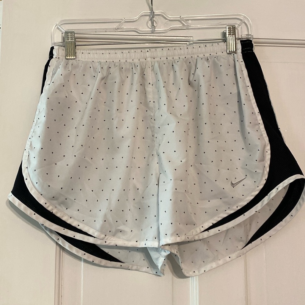 White with black triangle detail Nike shorts
